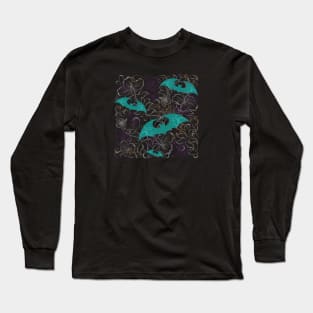 Bat Floral Pattern Long Sleeve T-Shirt